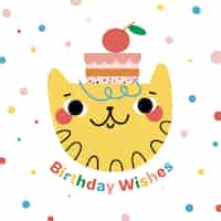 Free vector hand drawn birthday background and cat