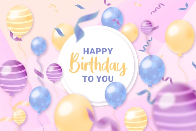 Hand drawn birthday background with balloons