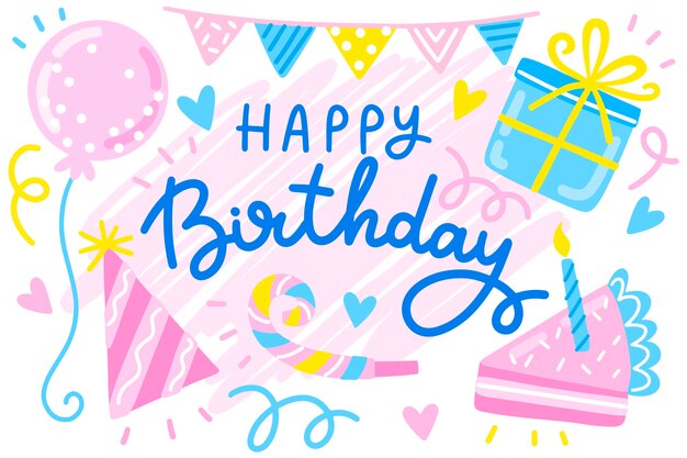 Free Vector hand-drawn birthday background