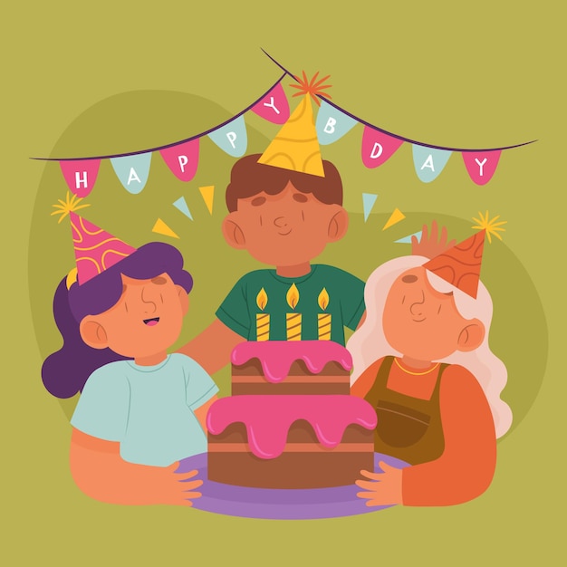 Бесплатное векторное изображение Ручной обращается день рождения фон