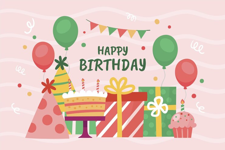 무료 Vector 손으로 그린 생일 배경