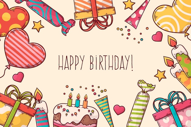 Free vector hand drawn birthday background