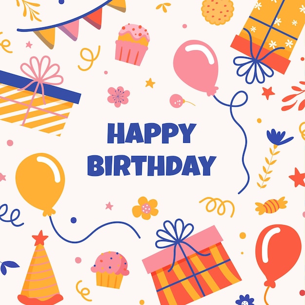 Free vector hand drawn birthday background