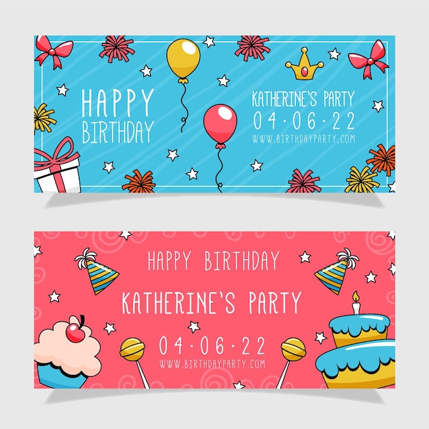 Free vector hand drawn birthday banners design