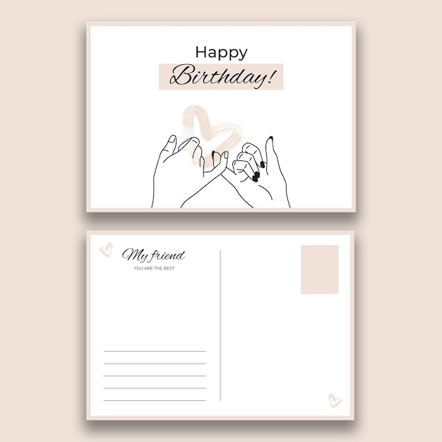 Free vector hand drawn birthday besties postcard