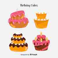 Free vector hand drawn birthday cake collection