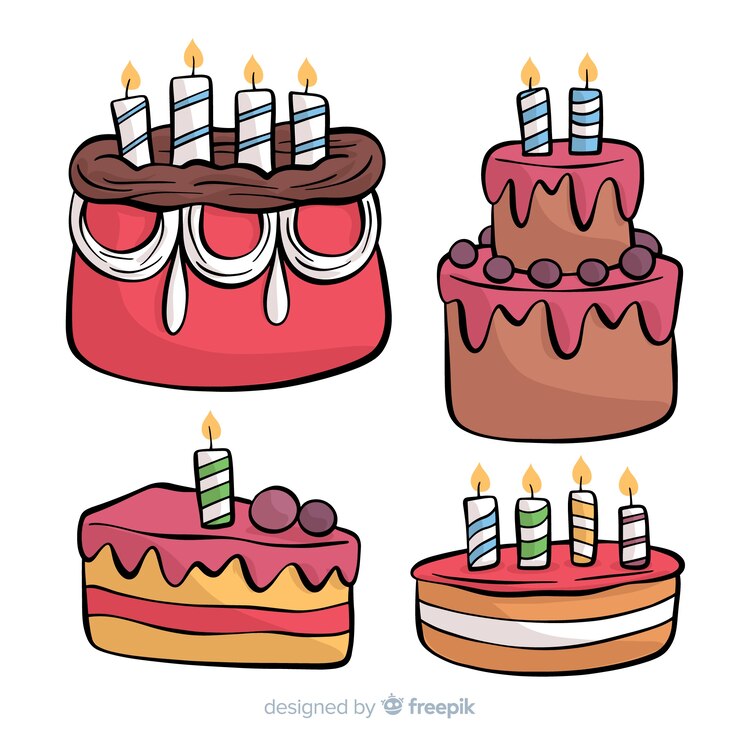 Free Vector hand drawn birthday cake collection