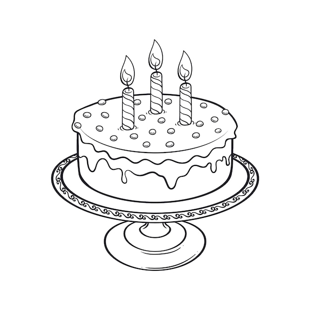 無料ベクター 手描きの誕生日ケーキの概要図