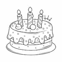 Vettore gratuito illustrazione disegnata a mano del profilo della torta di compleanno