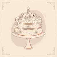 Free vector hand drawn  birthday cake outline illustration