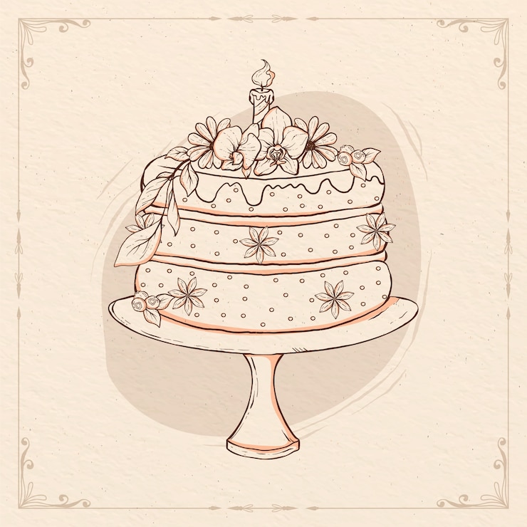 Free Vector hand drawn  birthday cake outline illustration