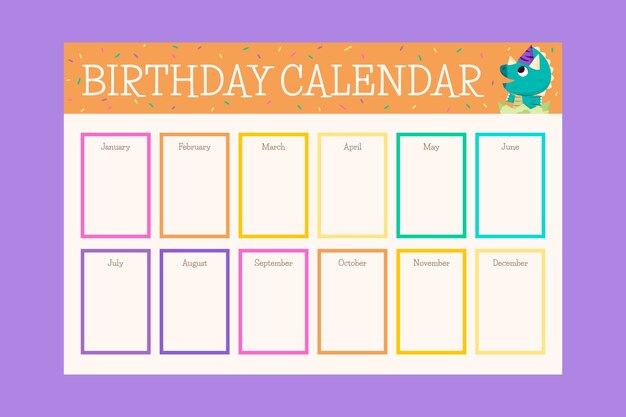 手描きの誕生日カレンダー テンプレート