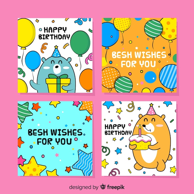 Hand drawn birthday card collection