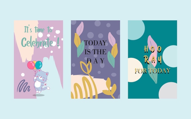 Free vector hand drawn birthday card set