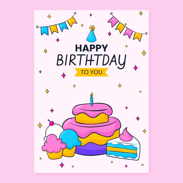 Free vector hand drawn birthday card template