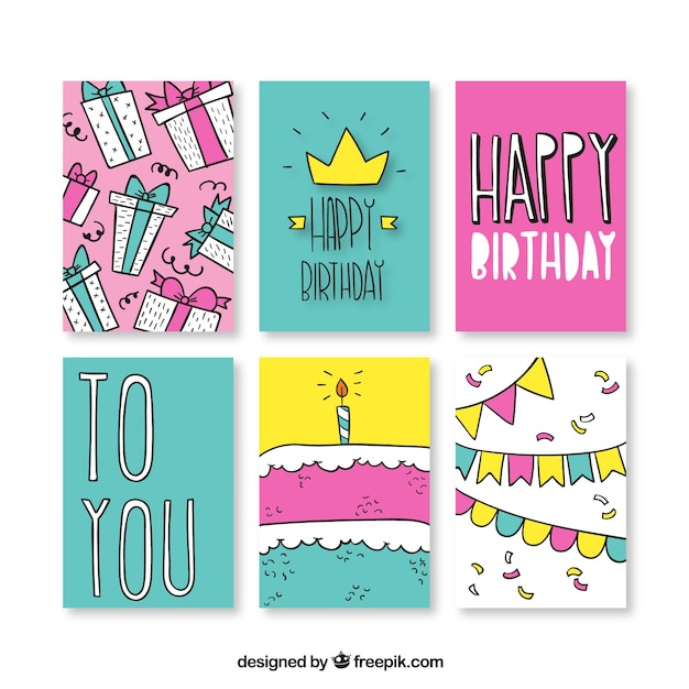 Hand drawn birthday cards