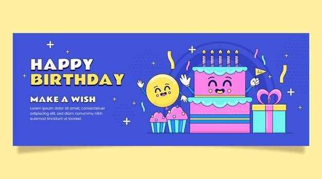 hand drawn birthday celebration facebook cover