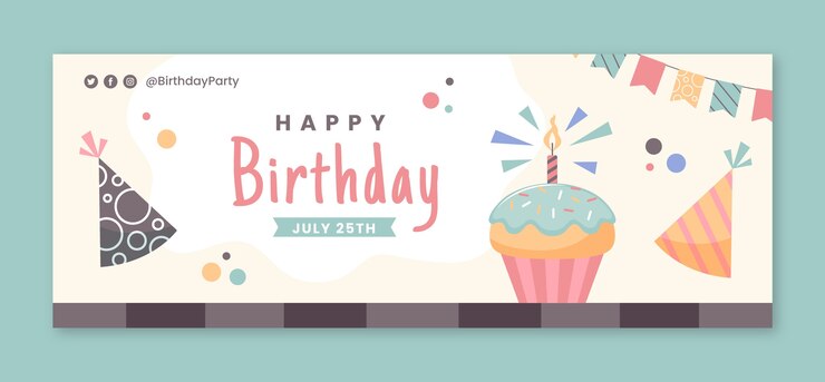 無料Vector 手描きの誕生日のお祝いのfacebookカバー