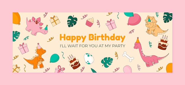 Free vector hand drawn birthday celebration facebook cover