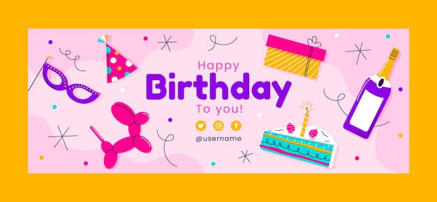 Free vector hand drawn birthday celebration facebook cover