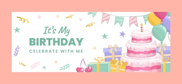 hand drawn birthday celebration facebook cover