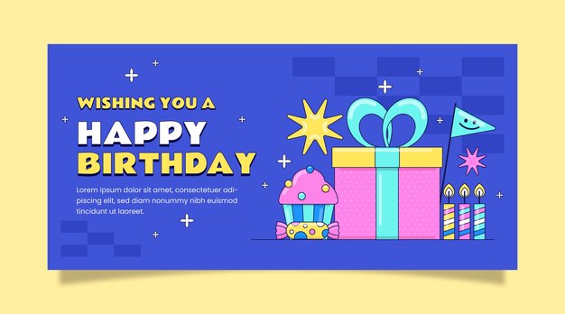 hand drawn birthday celebration horizontal banner