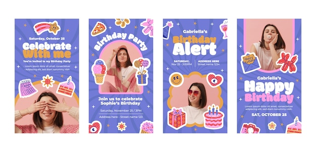 Hand drawn birthday celebration instagram stories