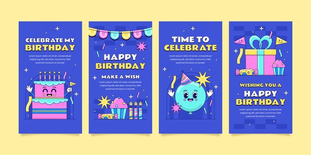 hand drawn birthday celebration instagram stories