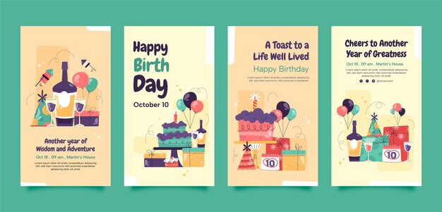 hand drawn birthday celebration instagram stories