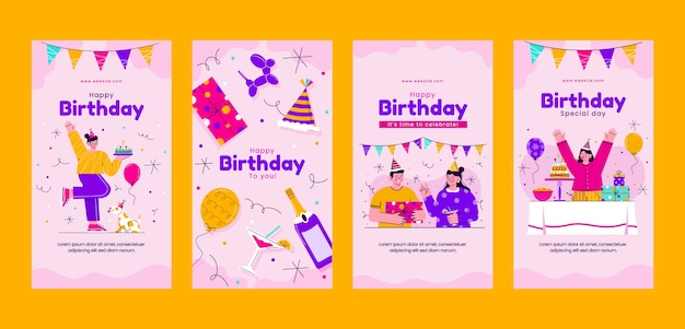 Hand drawn birthday celebration instagram stories