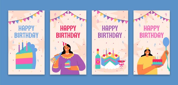 Hand drawn birthday celebration instagram stories