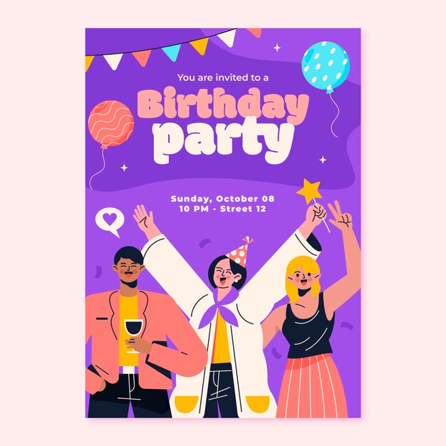 Hand drawn birthday celebration invitation