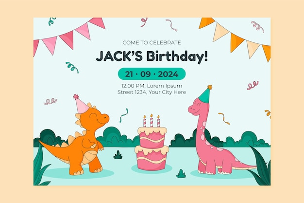 Vettore gratuito invito a una festa di compleanno disegnato a mano