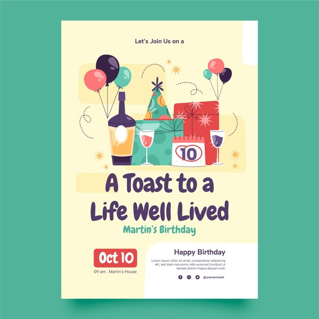 hand drawn birthday celebration invitation