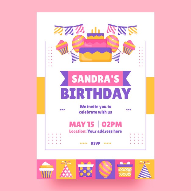 Hand drawn birthday celebration invitation