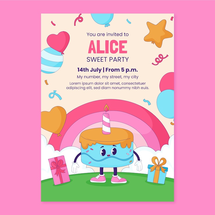 Free Vector hand drawn birthday celebration invitation