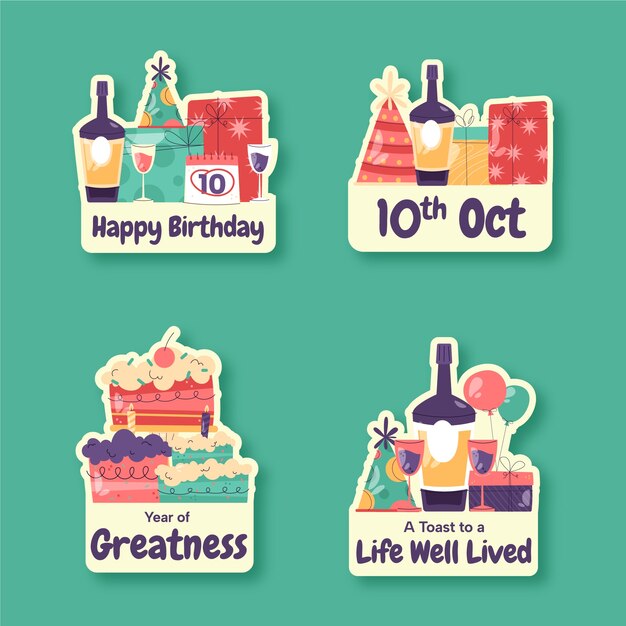 hand drawn birthday celebration labels
