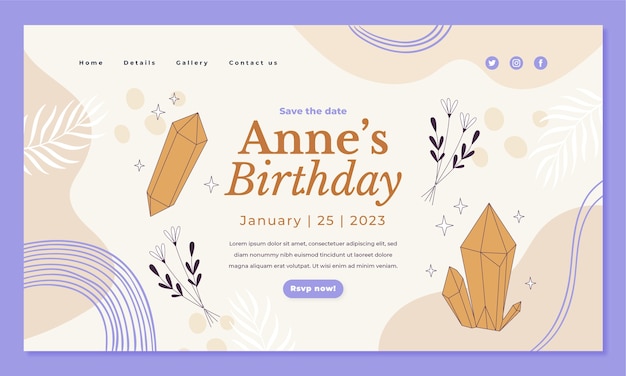 Free vector hand drawn birthday celebration landing page