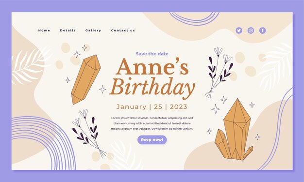 Hand drawn birthday celebration landing page