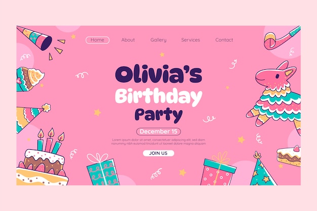 Hand drawn birthday celebration landing page