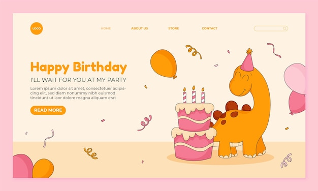 Free vector hand drawn birthday celebration  landing page