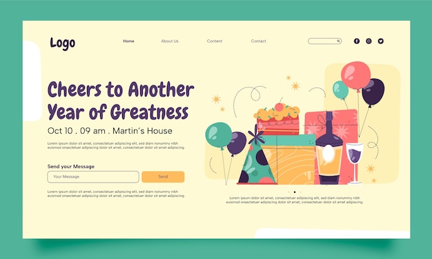 hand drawn birthday celebration  landing page