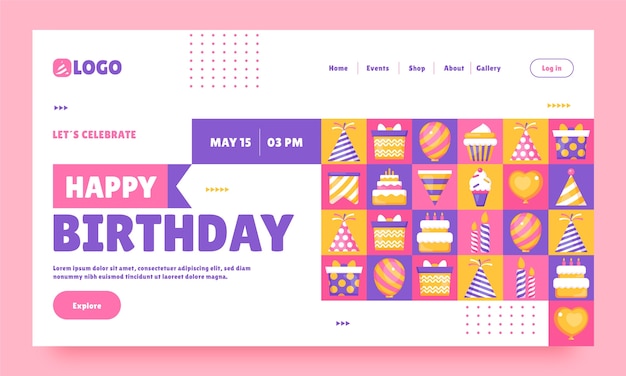 Free vector hand drawn birthday celebration  landing page