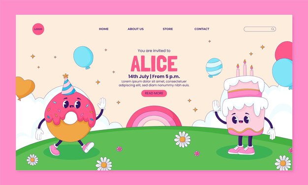 Free Vector hand drawn birthday celebration landing page