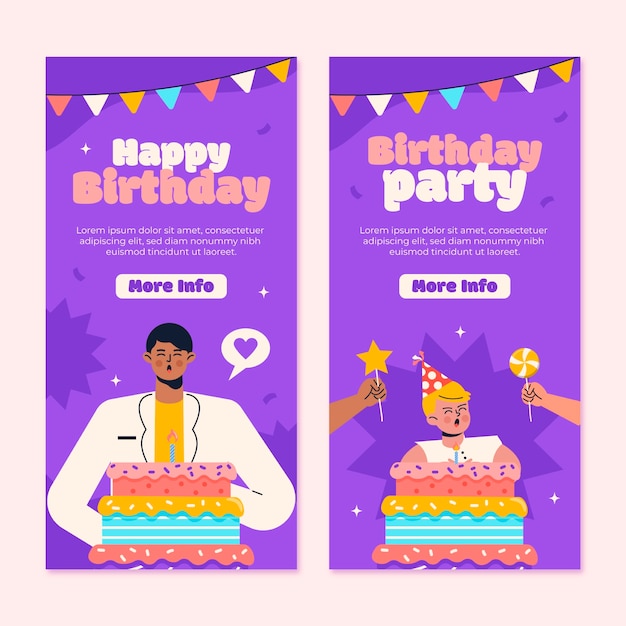 Free vector hand drawn birthday celebration vertical banner