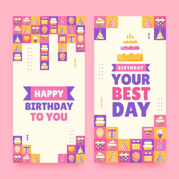 Hand drawn birthday celebration vertical banner