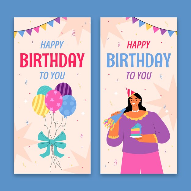 Hand drawn birthday celebration vertical banner