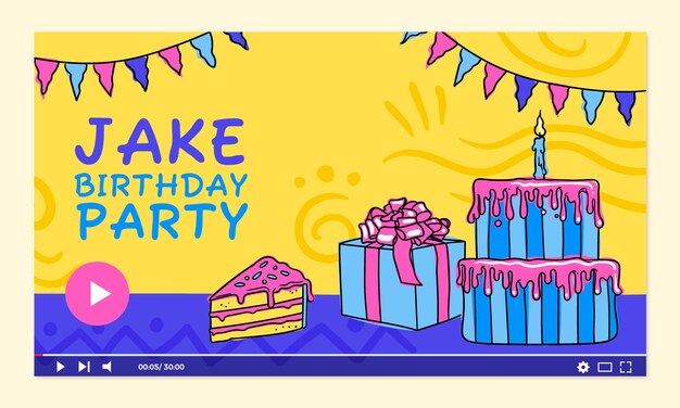 Hand drawn birthday celebration youtube thumbnail
