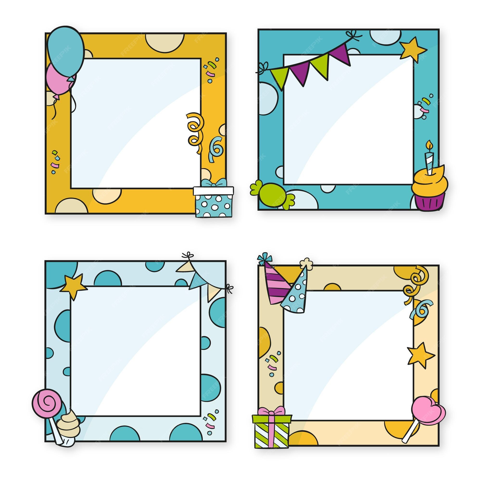 Free Vector  Collection of hand drawn birthday collage frames