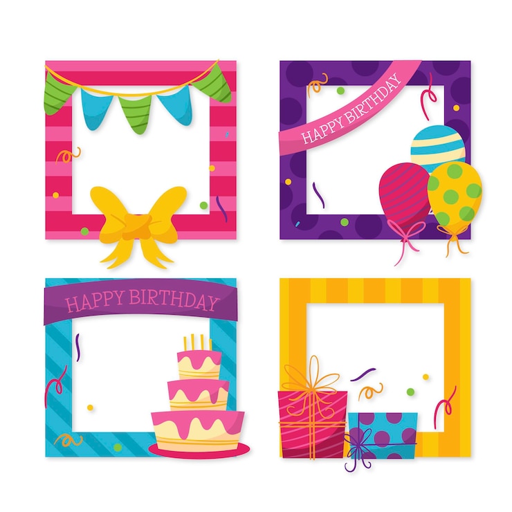 Free Vector hand drawn birthday collage frame collection